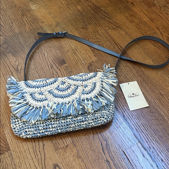 Patricia Nash Loulia Clutch Crossbody Bag - NATURAL/BLUE FOG NWT - Picture 2 of 8